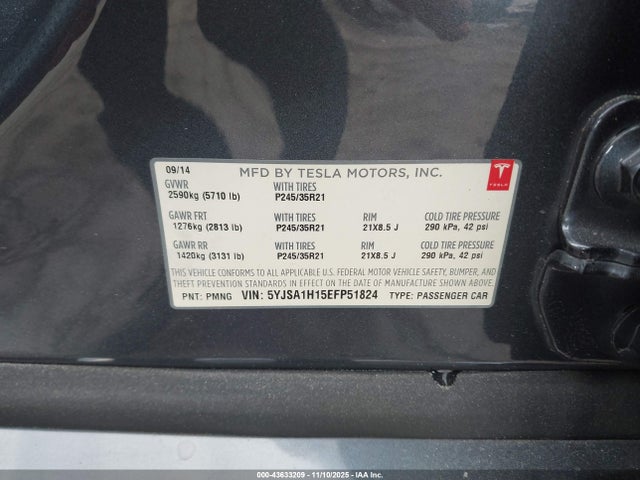 2014 TESLA MODEL S 5YJSA1H15EFP51824 Photo 8