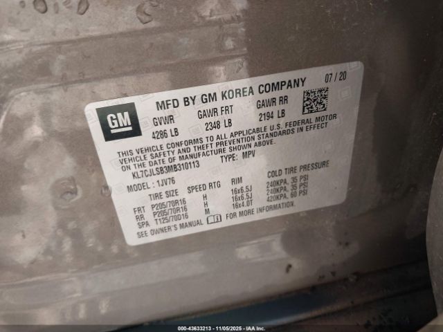 2021 CHEVROLET TRAX KL7CJLSB3MB310113 Photo 8