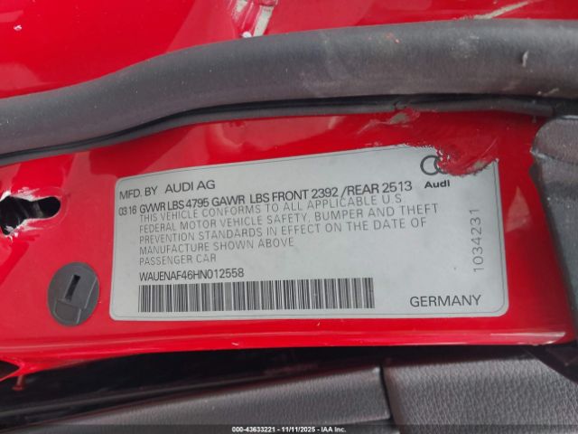 2017 AUDI A4 WAUENAF46HN012558 Photo 8