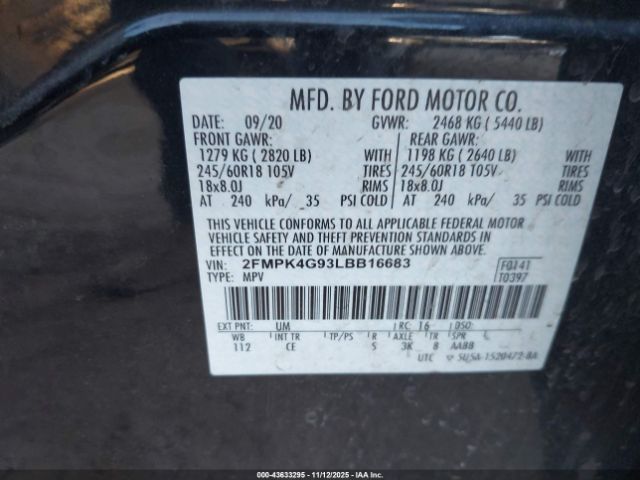 2020 FORD EDGE 2FMPK4G93LBB16683 Photo 8
