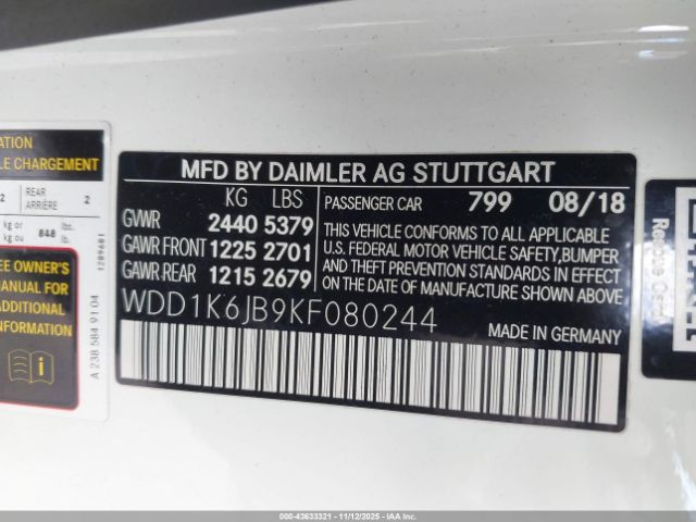 2019 MERCEDES-BENZ E 450 WDD1K6JB9KF080244 Photo 8