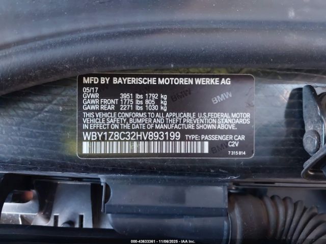 2017 BMW I3 WBY1Z8C32HV893199 Photo 8