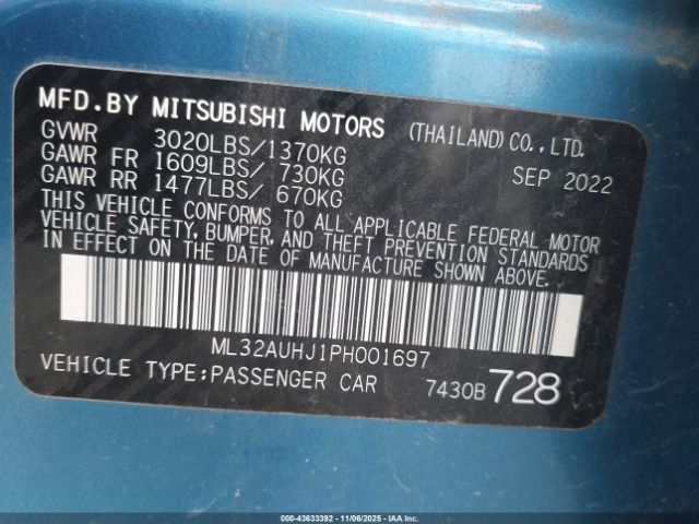 2023 MITSUBISHI MIRAGE ML32AUHJ1PH001697 Photo 8