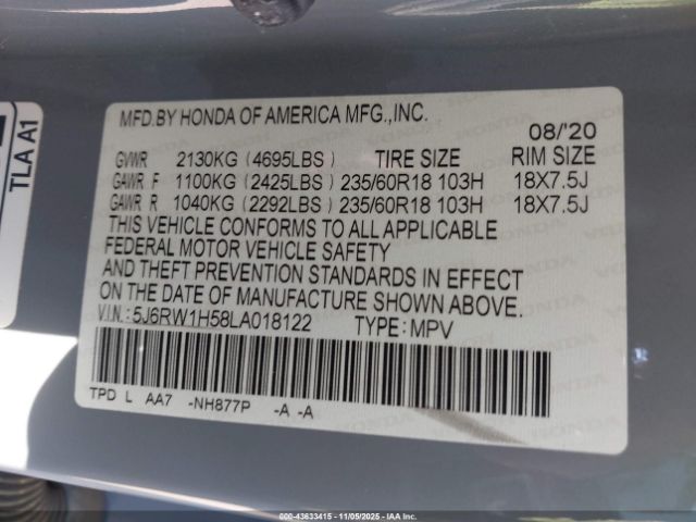 2020 HONDA CR-V 5J6RW1H58LA018122 Photo 8