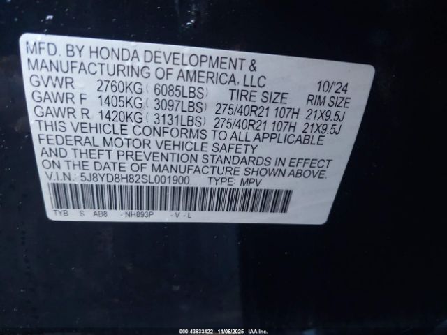 2025 ACURA MDX 5J8YD8H82SL001900 Photo 8