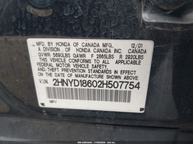 2002 ACURA MDX 2HNYD18602H507754 Photo 8