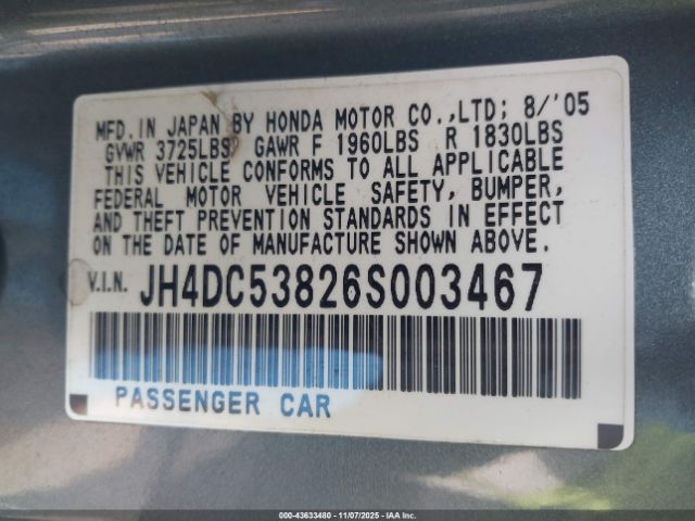 2006 ACURA RSX JH4DC53826S003467 Photo 8