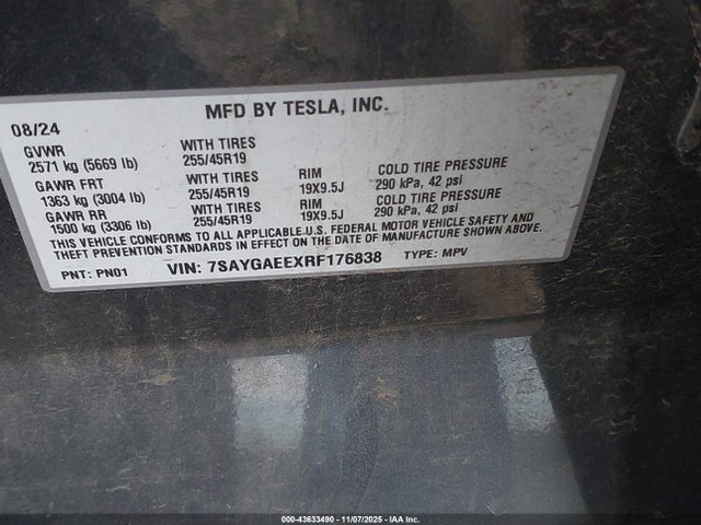 2024 TESLA MODEL Y 7SAYGAEEXRF176838 Photo 8