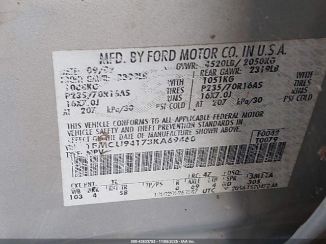 2003 FORD ESCAPE 1FMCU94173KA69460 Photo 8