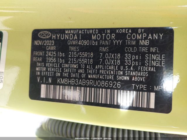 2024 HYUNDAI KONA KM8HB3AB9RU086926 Photo 8