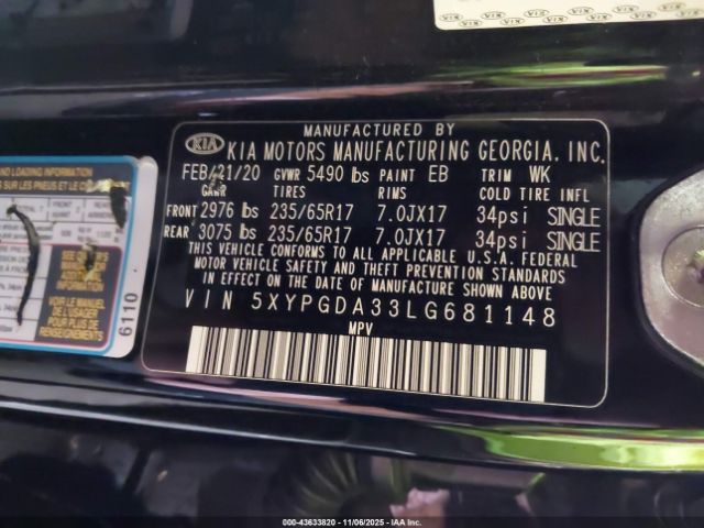 2020 KIA SORENTO 5XYPGDA33LG681148 Photo 8