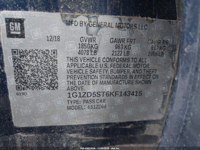 2019 CHEVROLET MALIBU 1G1ZD5ST6KF143415 Photo 8