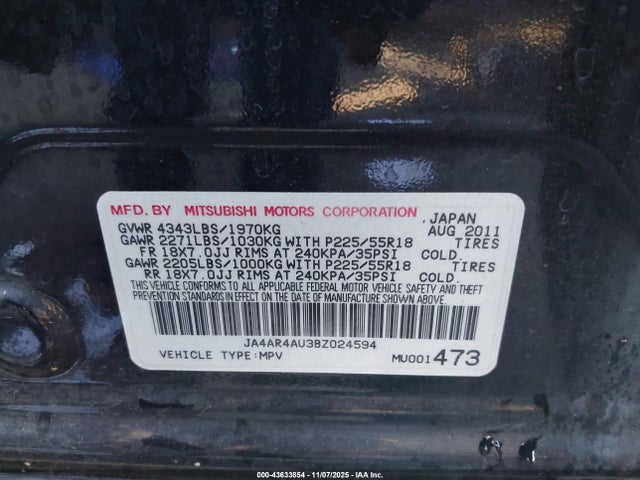 2011 MITSUBISHI OUTLANDER SPORT JA4AR4AU3BZ024594 Photo 8