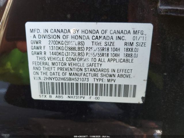 2011 ACURA MDX 2HNYD2H65BH521073 Photo 8