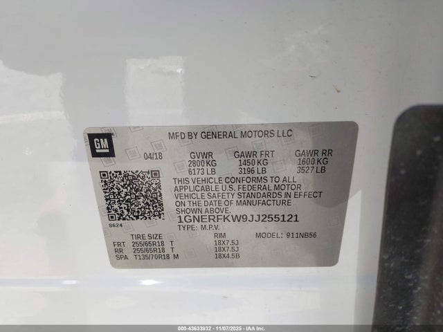 1GNERFKW9JJ255121 Chevrolet Traverse Ls