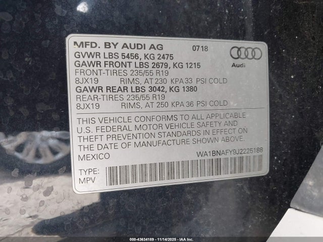 2018 AUDI Q5 WA1BNAFY9J2225188 Photo 8
