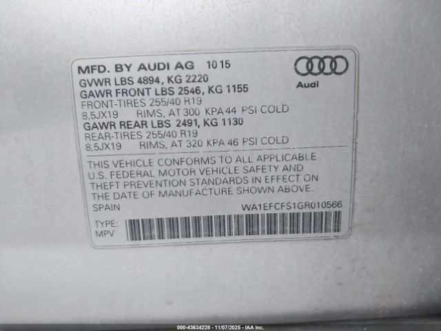 2016 AUDI Q3 WA1EFCFS1GR010566 Photo 8