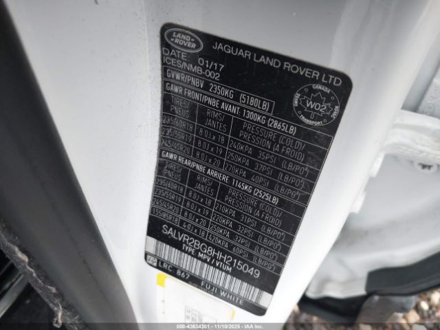 2017 LAND ROVER RANGE ROVER EVOQUE SALVR2BG8HH215049 Photo 8