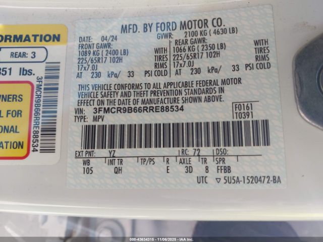 2024 FORD BRONCO SPORT 3FMCR9B66RRE88534 Photo 8