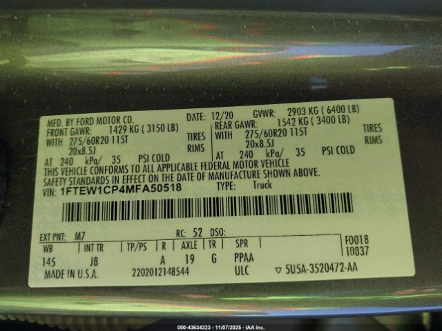 2021 FORD F-150 1FTEW1CP4MFA50518 Photo 8