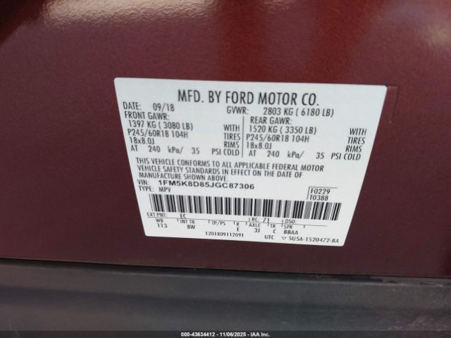 2018 FORD EXPLORER 1FM5K8D85JGC87306 Photo 8