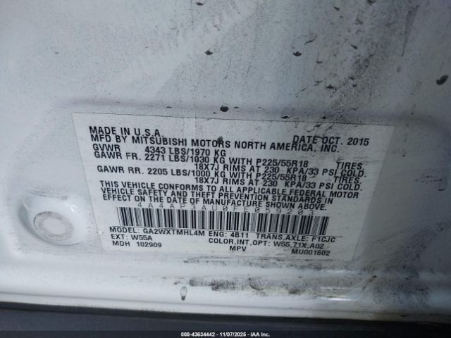 2015 MITSUBISHI OUTLANDER SPORT 4A4AP3AU0FE059203 Photo 8