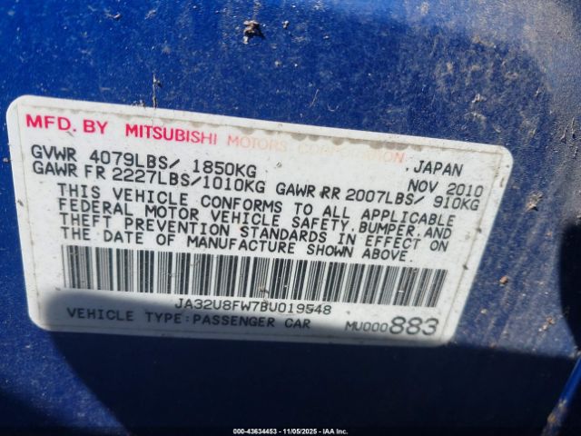 2011 MITSUBISHI LANCER JA32U8FW7BU019548 Photo 8
