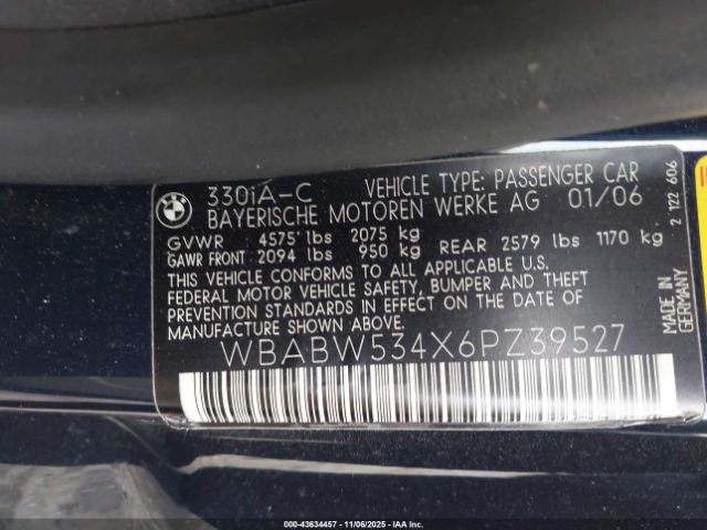2006 BMW 330CI WBABW534X6PZ39527 Photo 8