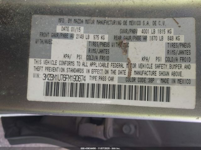 2015 MAZDA MAZDA3 3MZBM1U76FM190674 Photo 8