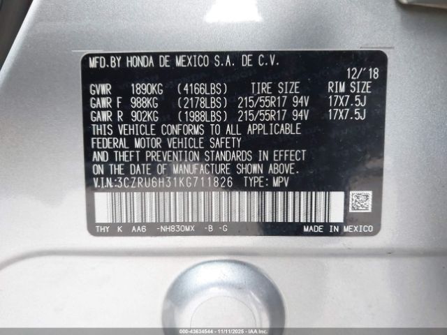 2019 HONDA HR-V 3CZRU6H31KG711826 Photo 8