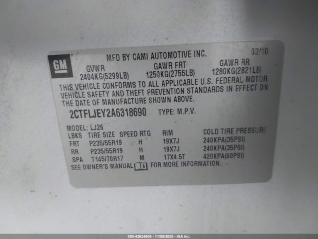 2010 GMC TERRAIN 2CTFLJEY2A6318690 Photo 8