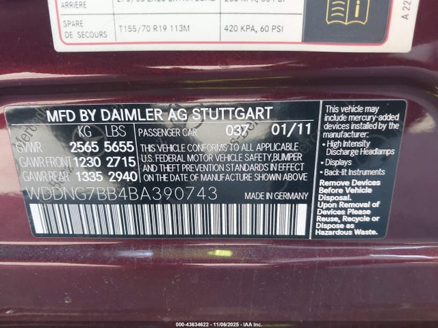 2011 MERCEDES-BENZ S 550 WDDNG7BB4BA390743 Photo 8