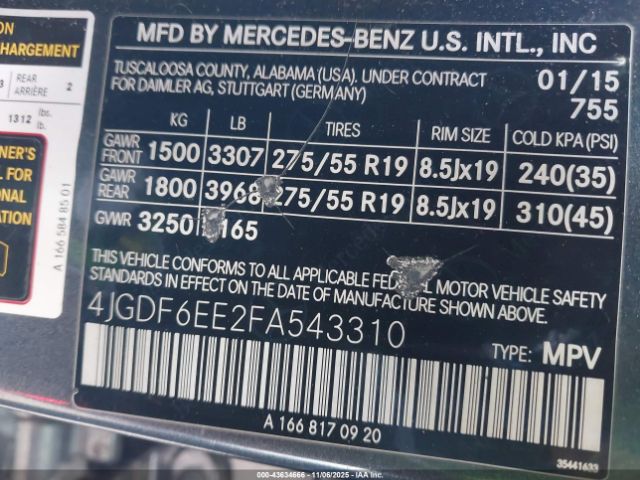 2015 MERCEDES-BENZ GL 450 4JGDF6EE2FA543310 Photo 8