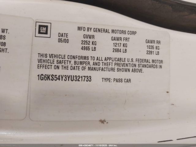 2000 CADILLAC SEVILLE 1G6KS54Y3YU321733 Photo 8