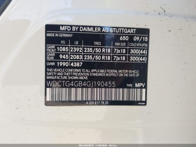 2016 MERCEDES-BENZ GLA 250 WDCTG4GB4GJ190455 Photo 8