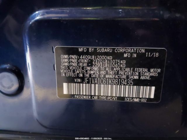 2019 SUBARU WRX JF1VA1C61K9819435 Photo 8