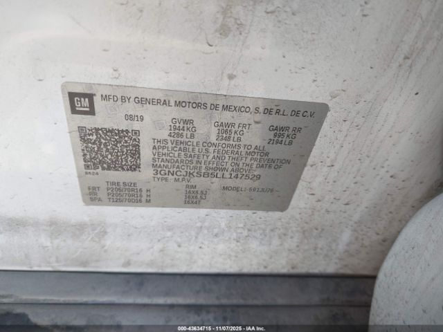 2020 CHEVROLET TRAX 3GNCJKSB5LL147529 Photo 8