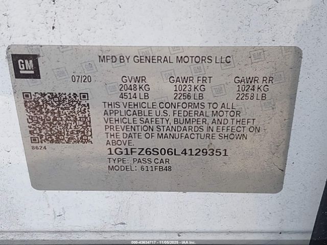 2020 CHEVROLET BOLT EV 1G1FZ6S06L4129351 Photo 8