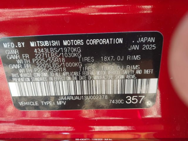 2025 MITSUBISHI OUTLANDER SPORT JA4ARUAU1SU002378 Photo 8