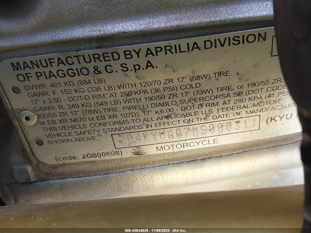 2021 APRILIA RSV4 ZD4KYUA07MS000311 Photo 9