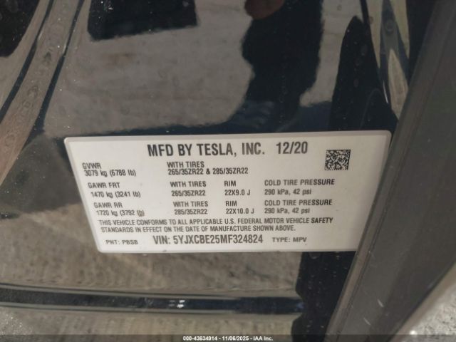 2021 TESLA MODEL X 5YJXCBE25MF324824 Photo 8