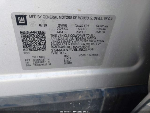 2020 CHEVROLET EQUINOX 3GNAXKEV6LS515704 Photo 8