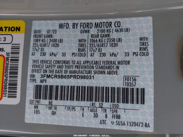 2023 FORD BRONCO SPORT 3FMCR9B65PRD98031 Photo 8