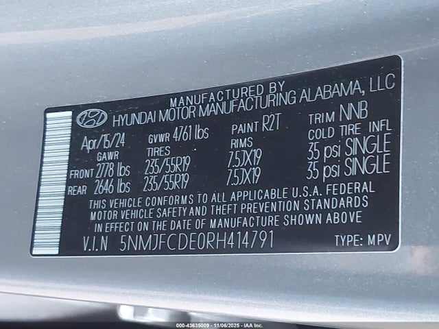 Hyundai TUCSON SEL 2024 5NMJFCDE0RH414791 Image 9