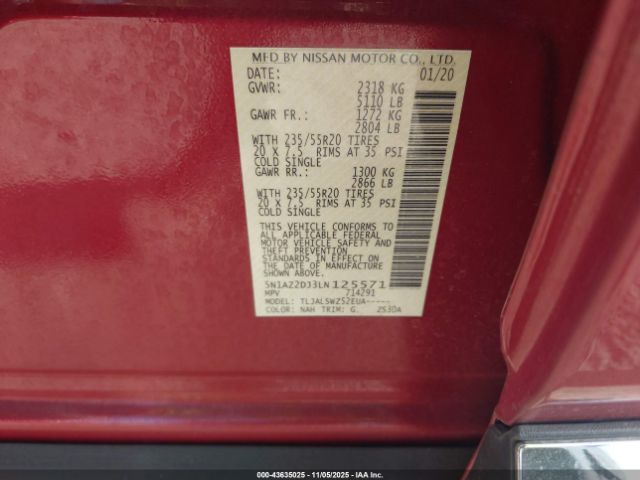 2020 NISSAN MURANO 5N1AZ2DJ3LN125571 Photo 8