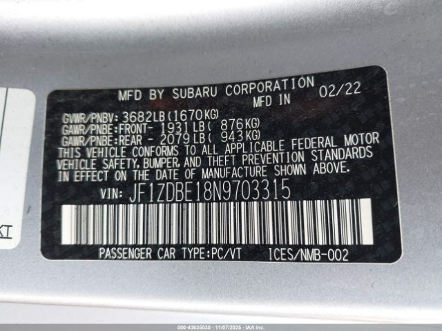 2022 SUBARU BRZ JF1ZDBE18N9703315 Photo 8