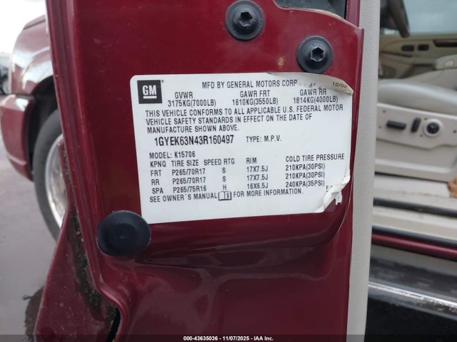 2003 CADILLAC ESCALADE 1GYEK63N43R160497 Photo 8