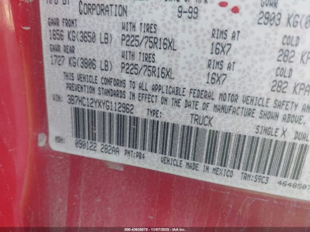 2000 DODGE RAM 1500 3B7HC12YXYG112962 Photo 8