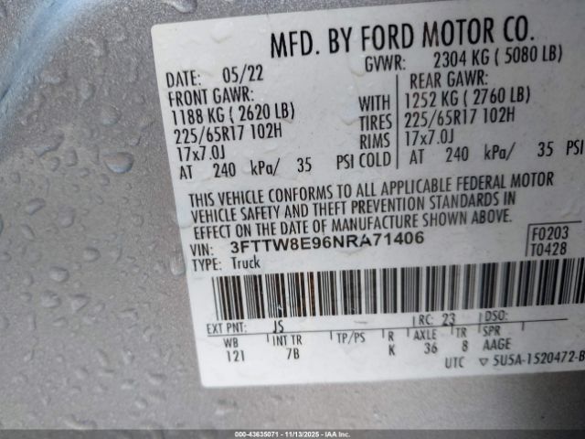 2022 FORD MAVERICK 3FTTW8E96NRA71406 Photo 8