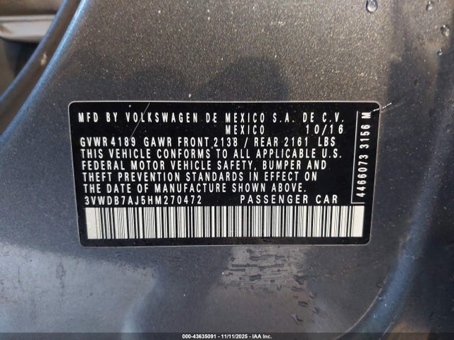 2017 VOLKSWAGEN JETTA 3VWDB7AJ5HM270472 Photo 8